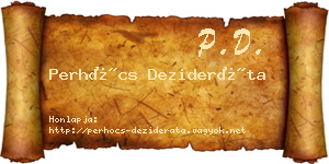 Perhócs Dezideráta névjegykártya